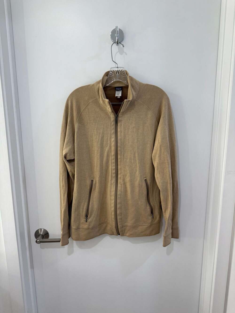 Patagonia Men's Full-Zip Organic Cotton Sweatshirt Jacket Tan Mocha